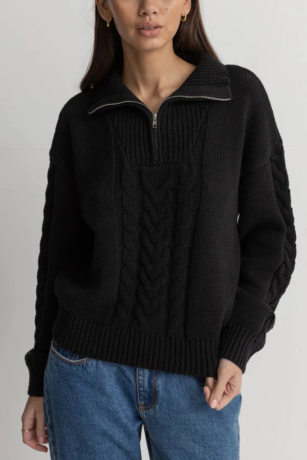 CABELLED VINTAGE ZIP KNIT