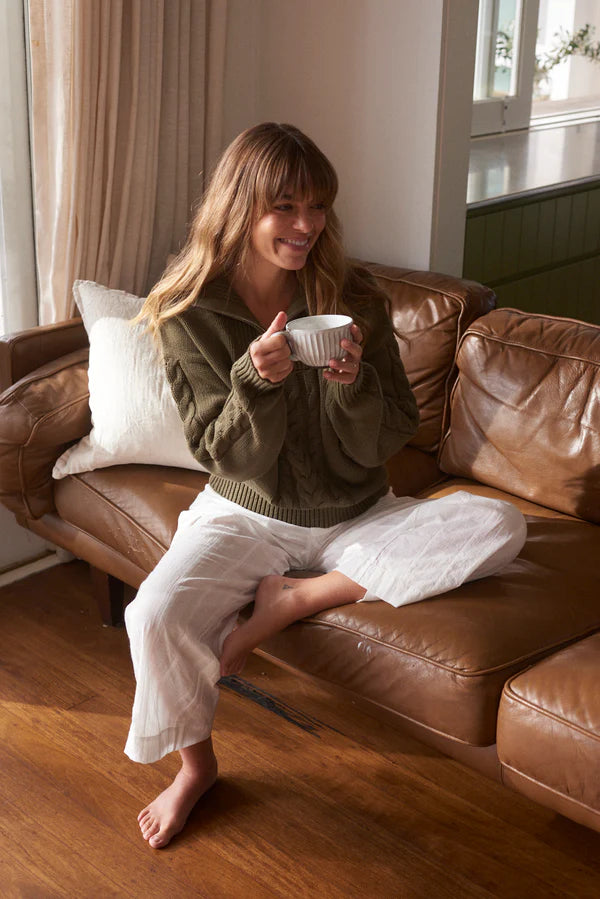 CABELLED VINTAGE ZIP KNIT