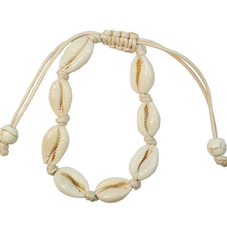 Cream Cord Cowrie Bracelet