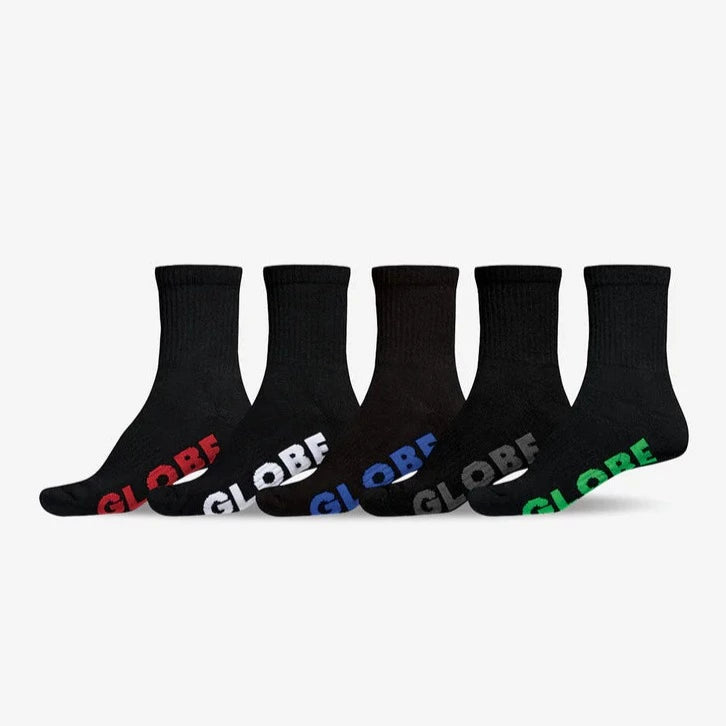 Boys Stealth Crew 5pk Sock 2-8 Blk Mt