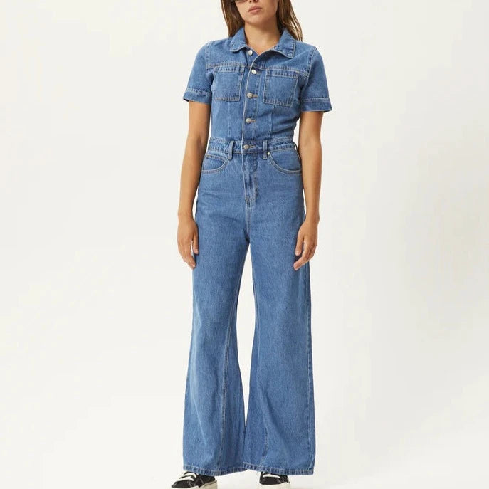 MIAMI HEMP DENIM FLARED JUMPSUIT