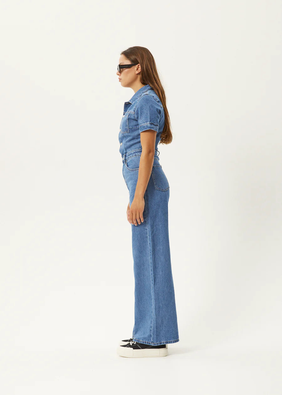 MIAMI HEMP DENIM FLARED JUMPSUIT