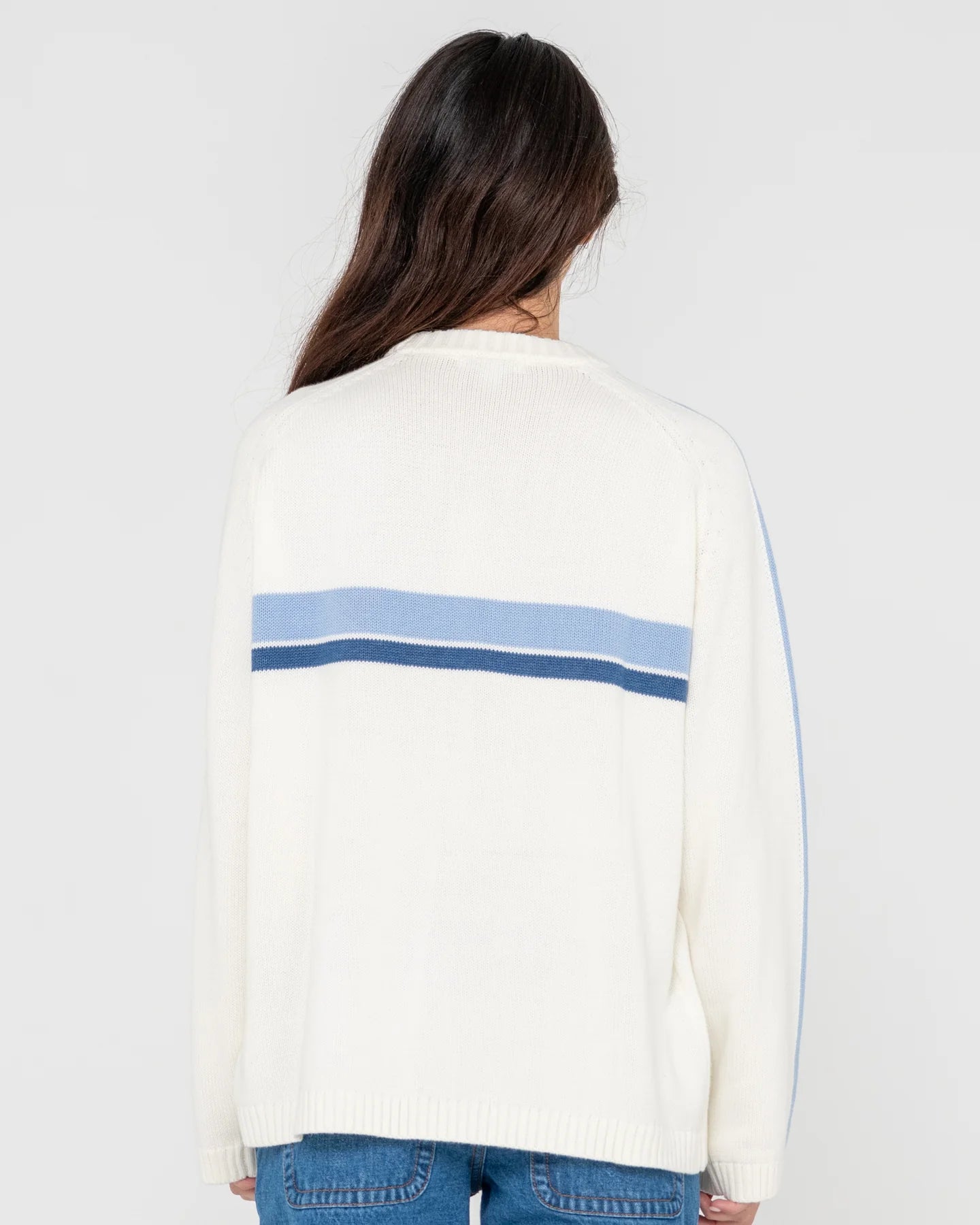 WHITE LINES LONG SLEEVE CREW NECK KNIT
