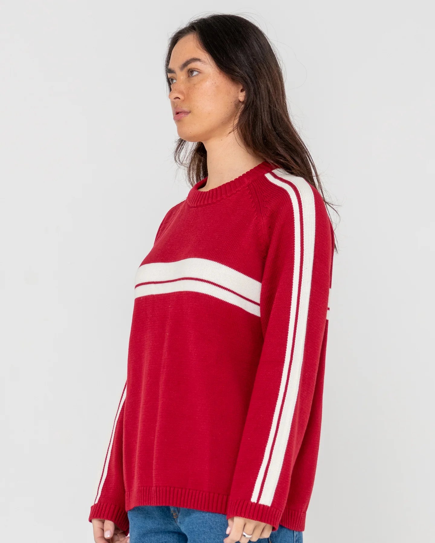 WHITE LINES LONG SLEEVE CREW NECK KNIT