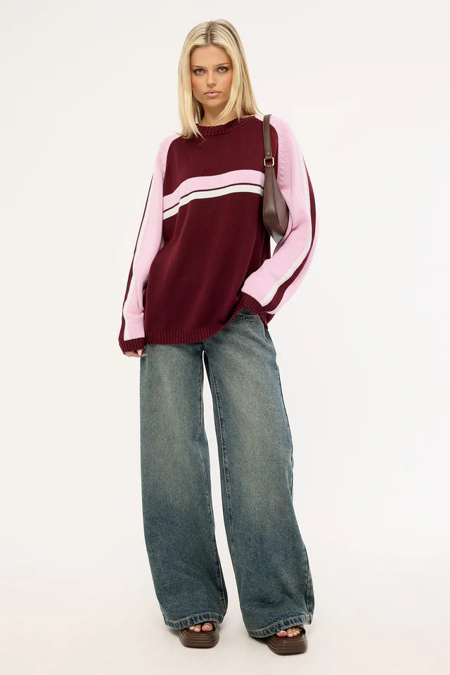 WHITE LINES TWO L/S CREW NECK KNIT