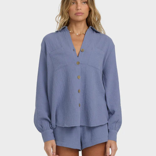 SWEET SWELL LS WOVEN SHIRT