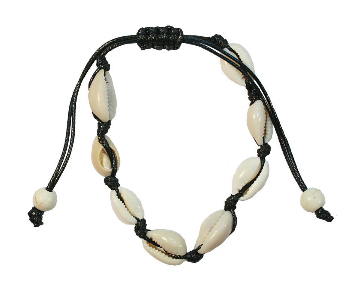 Black Cord Cowrie Shell Bracelet