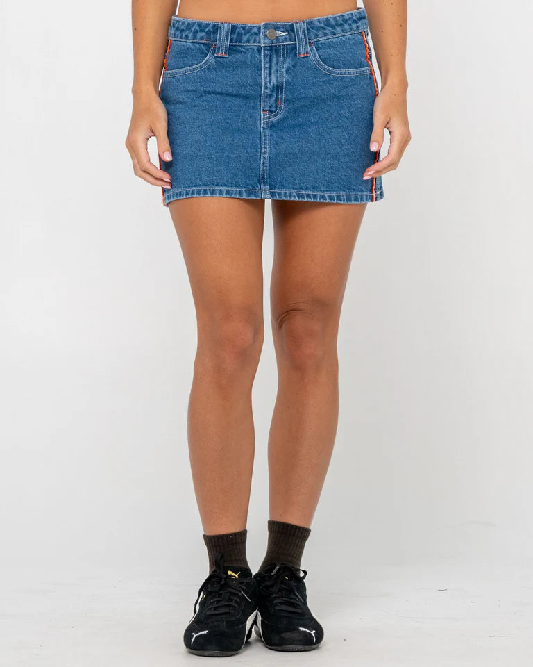 FLIP MOMMY LOW RISE MINI DENIM SKIRT
