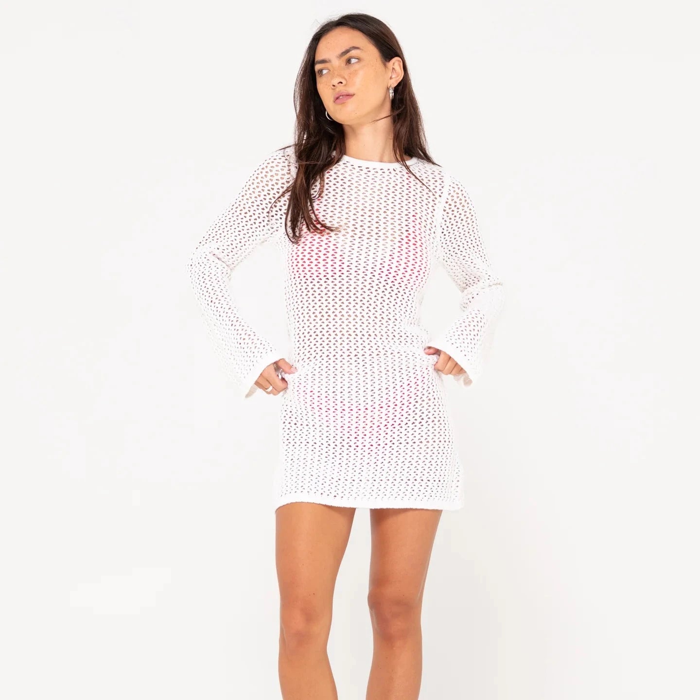 AMALFI LONG SLEEVE KNIT MINI DRESS