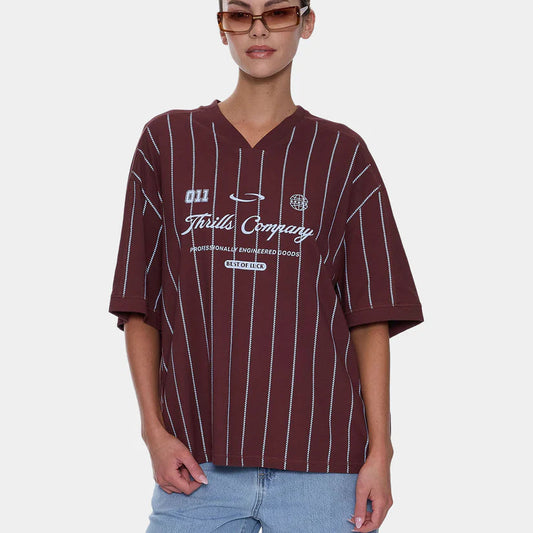 GAME DAY STRIPE V-NECK OVERSIZE TEE