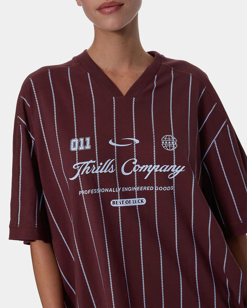 GAME DAY STRIPE V-NECK OVERSIZE TEE