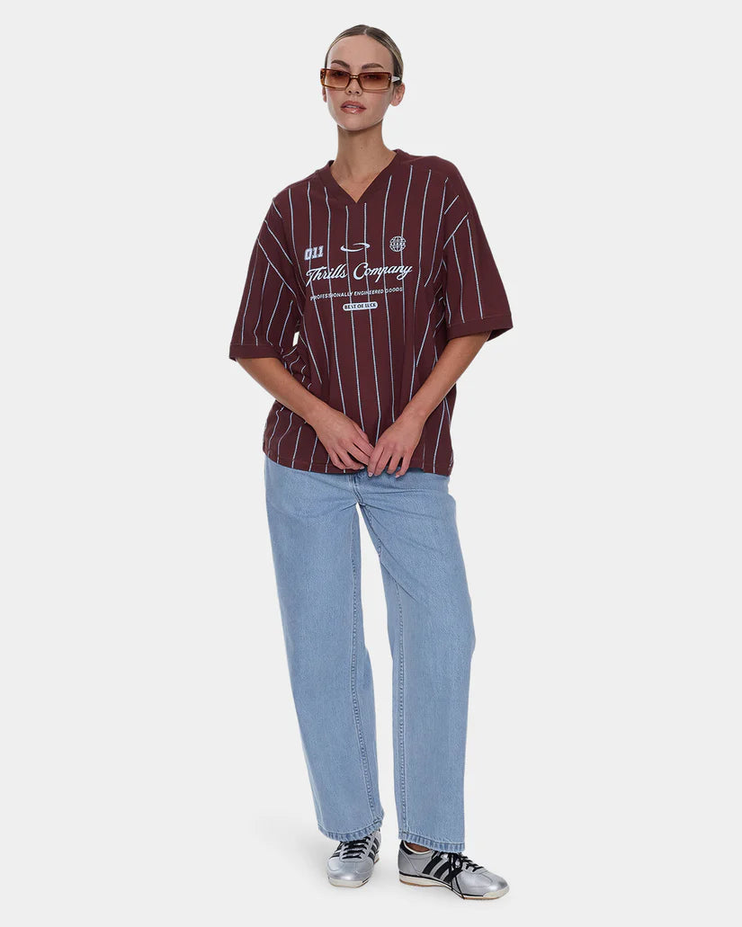 GAME DAY STRIPE V-NECK OVERSIZE TEE