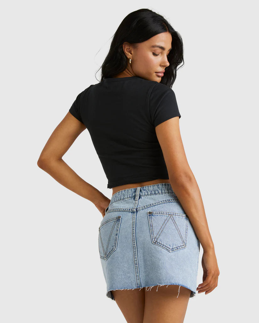 MID RISE DENIM SKIRT